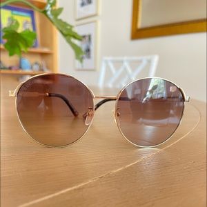 Gucci Brown & Gold Women’s Round Sunglasses (GG0206SK 003 58) 100% authentic 🕶